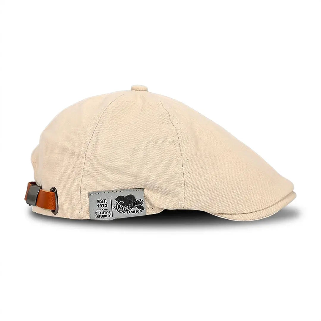 Béret casquette homme en coton beige ajustable