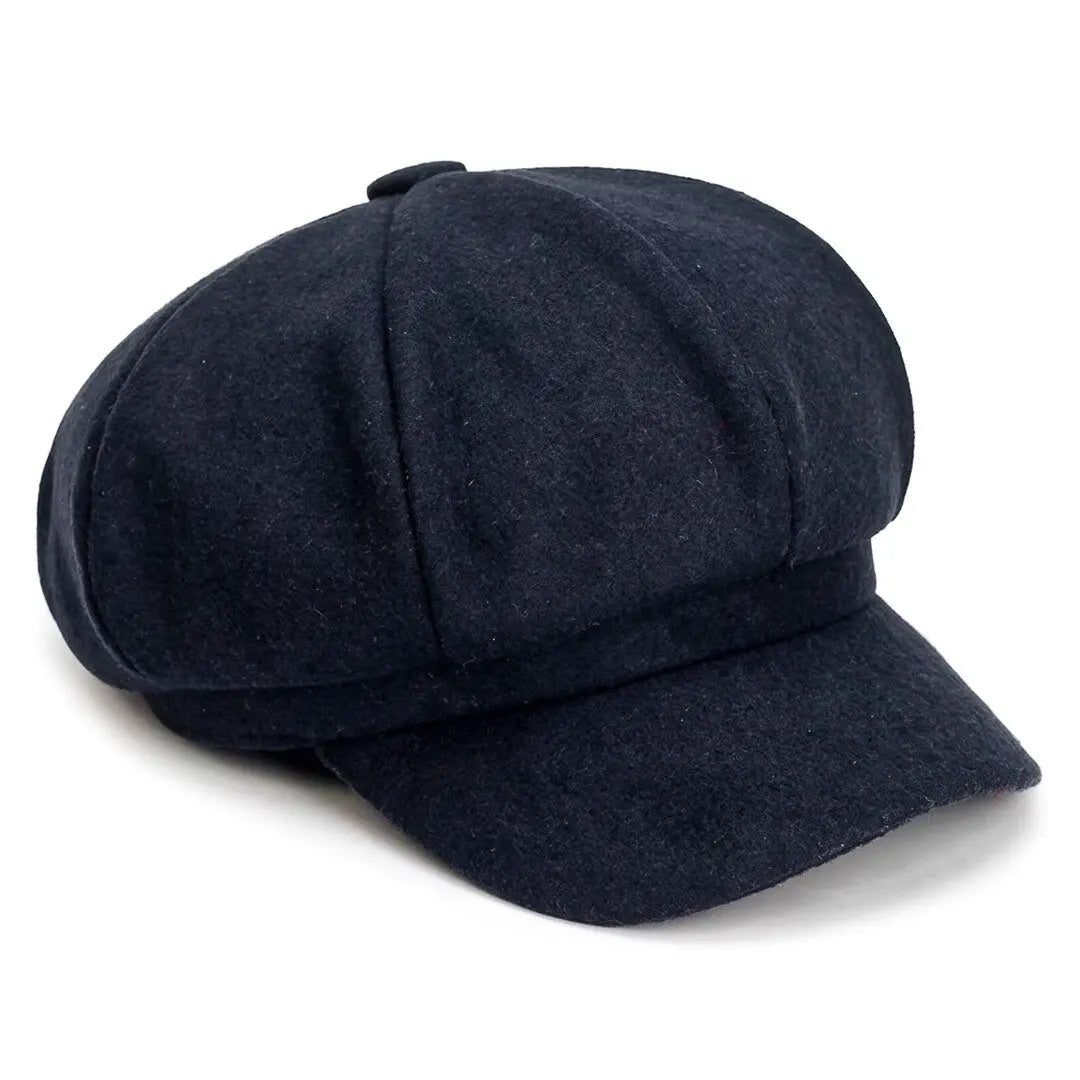 Béret gavroche en coton bleu foncé vue de profil