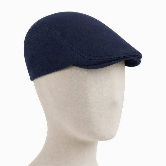 Béret casquette Christophe en coton bleu marine porté