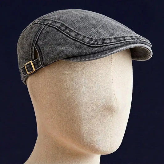 béret casquette homme coton vintage noir porté sur mannequin Anthony - La Maison du Béret