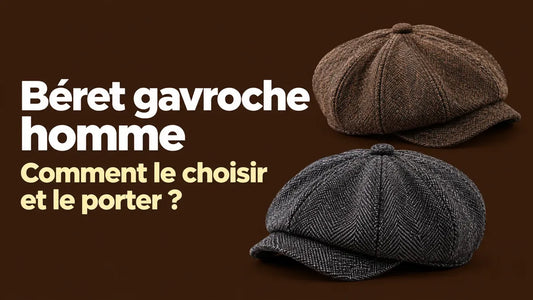 Deux casquettes gavroche homme à chevrons, marron et grise