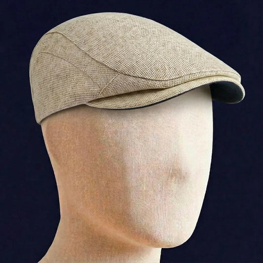 Béret casquette beige porté sur mannequin