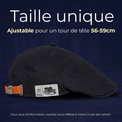 Béret casquette noir taille ajustable 56-59 cm