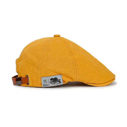 Béret casquette homme en coton jaune ajustable
