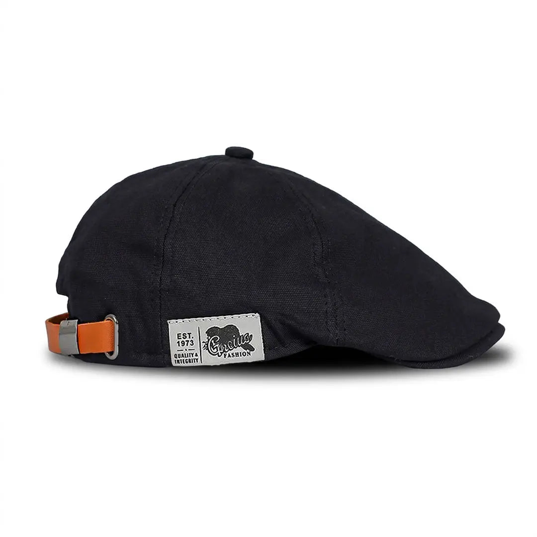 Béret casquette homme en coton noir ajustable