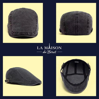 Béret casquette en coton gris vu sous plusieurs angles