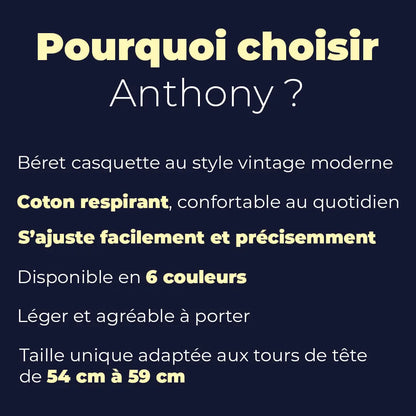 Béret casquette en coton gris ajustable et léger