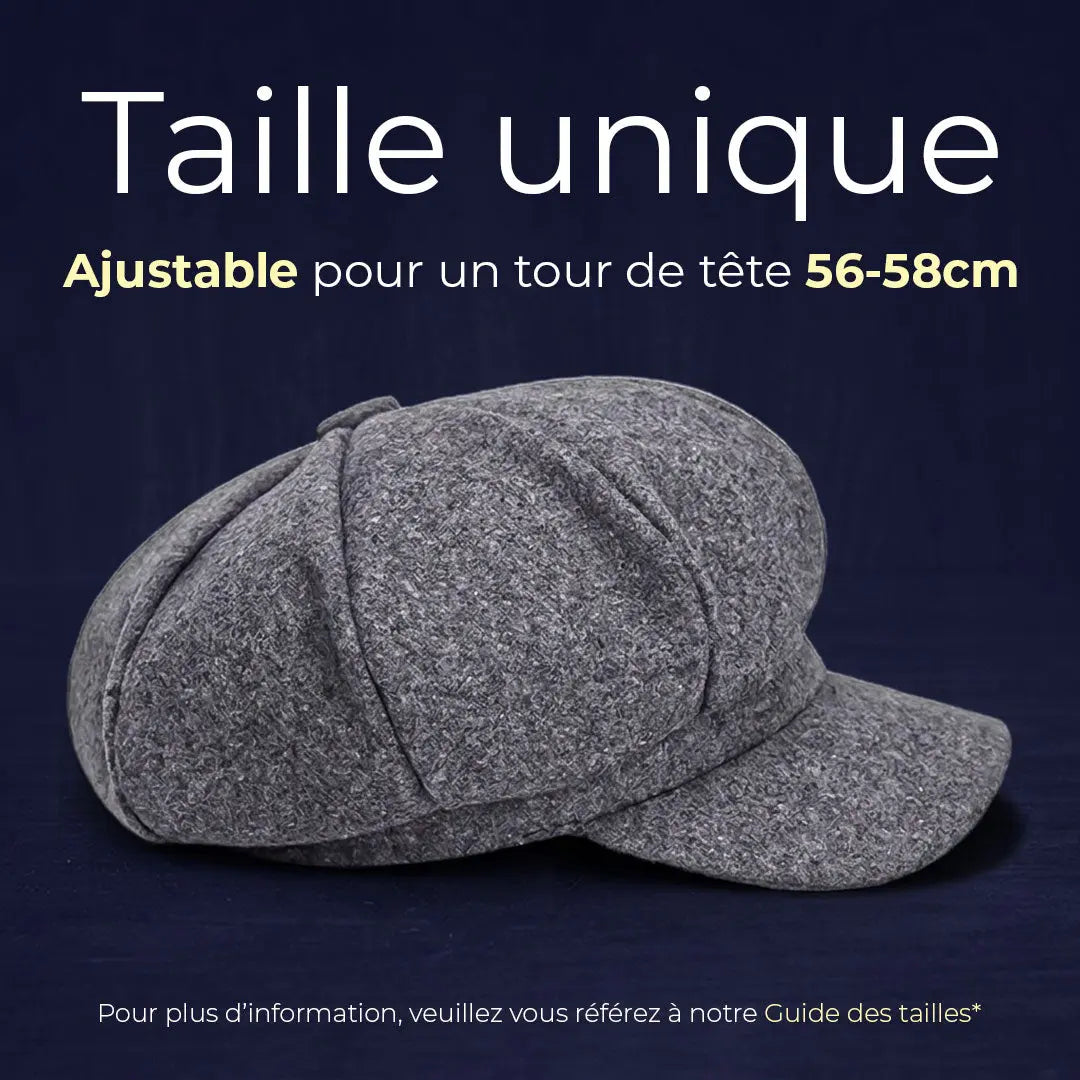 Béret gavroche en coton gris taille unique ajustable