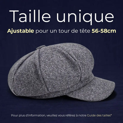Béret gavroche en coton gris taille unique ajustable