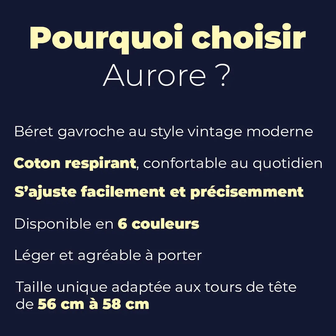 Caractéristiques du béret gavroche en coton ajustable