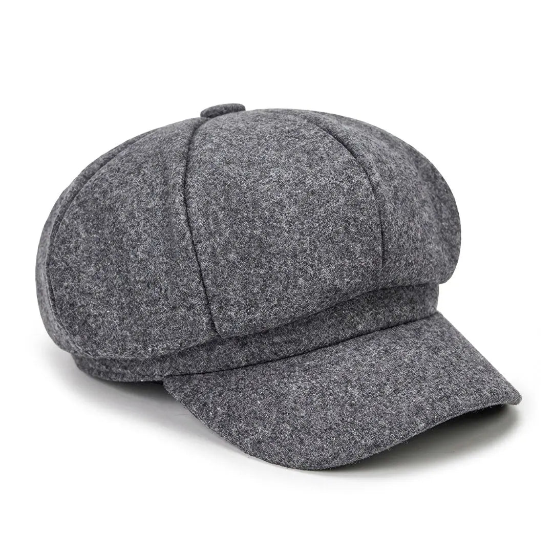 Béret gavroche en coton gris vue de profil