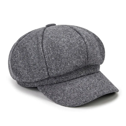 Béret gavroche en coton gris vue de profil