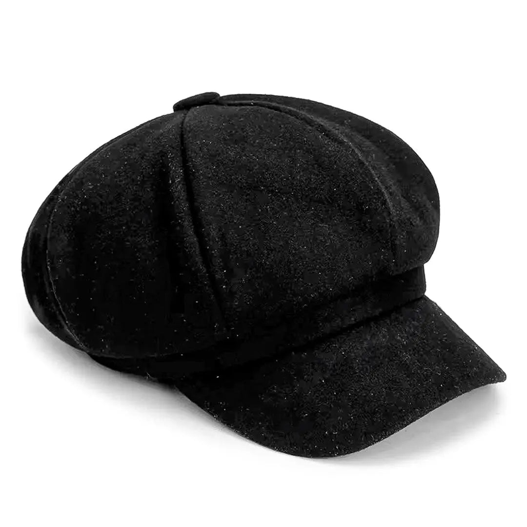 Béret gavroche en coton noir vue de profil