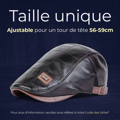 Béret casquette en simili cuir taille unique ajustable