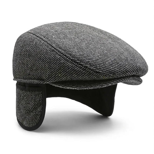Béret casquette gris avec protège-oreilles vue de profil