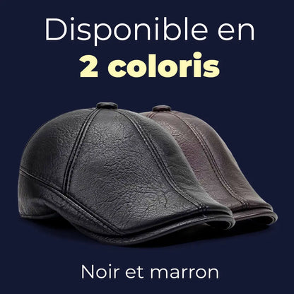 Béret casquette en simili cuir disponible en noir et marron