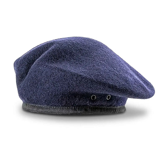Béret basque en laine bleu vue de profil