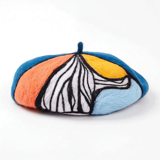 Béret basque coloré avec motif artistique multicolore