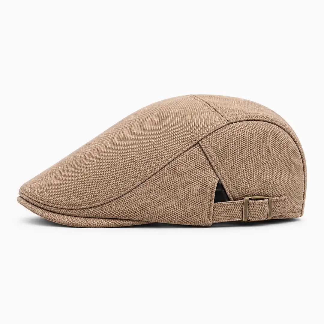 Béret casquette Rodolphe en polyester beige, vue de côté gauche