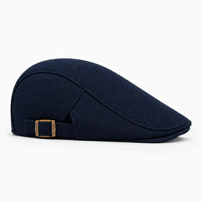 Béret casquette Rodolphe en polyester bleu marine, vue de côté droit