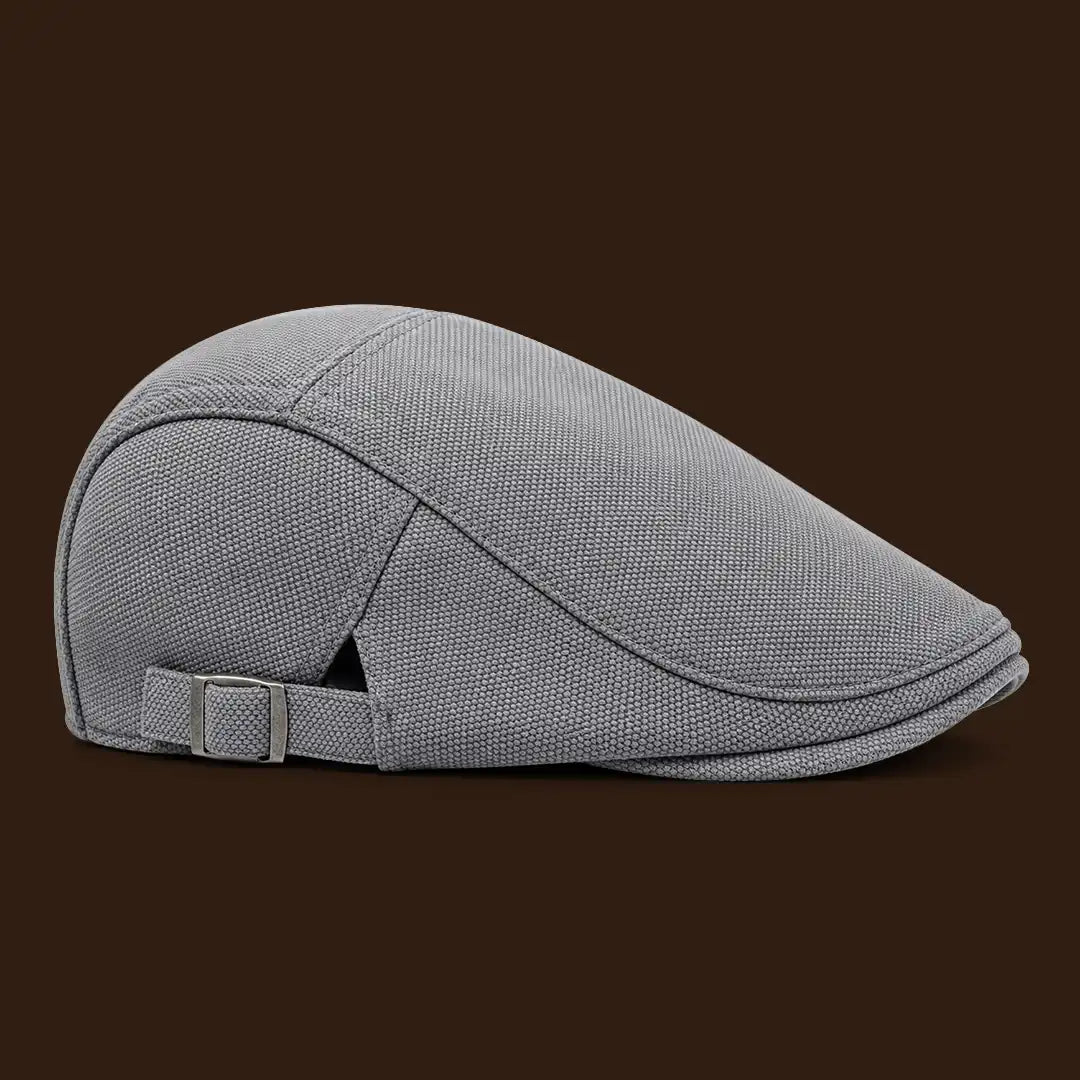 Béret casquette Rodolphe en polyester gris, vue de côté droit