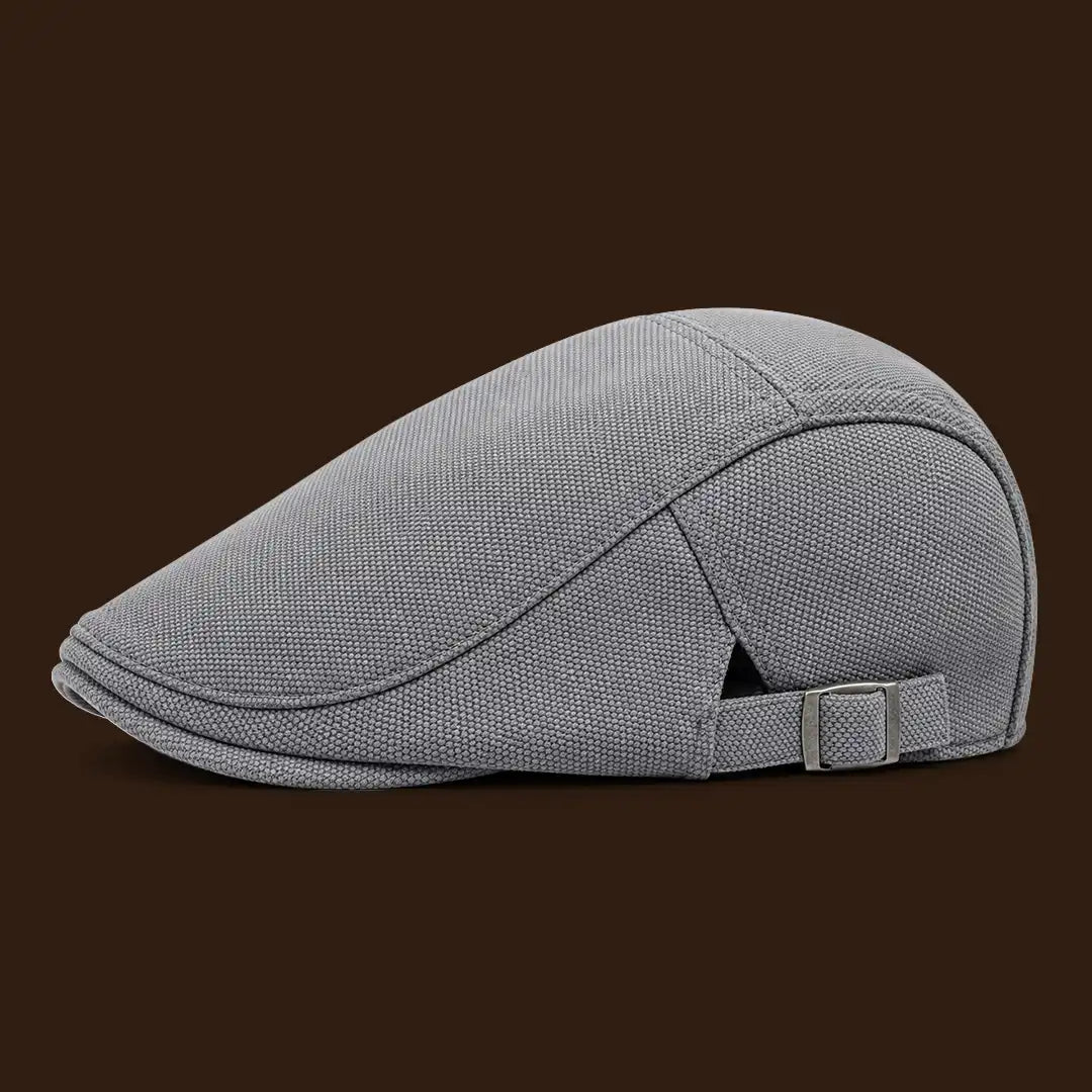 Béret casquette Rodolphe en polyester gris, vue de côté gauche