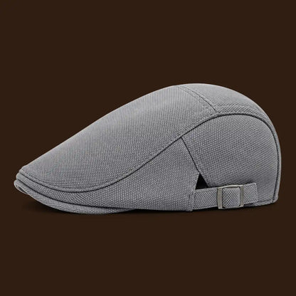 Béret casquette Rodolphe en polyester gris, vue de côté gauche