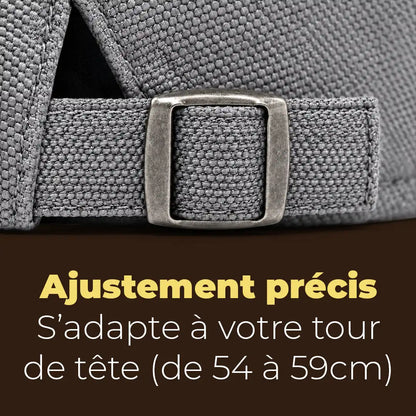Béret casquette Rodolphe en polyester gris, détail de la boucle de réglage