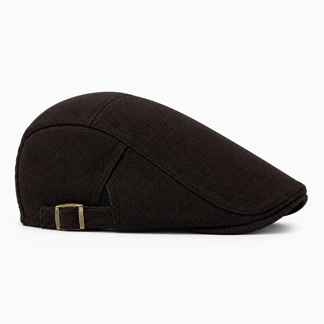 Béret casquette Rodolphe en polyester marron, vue de côté droit