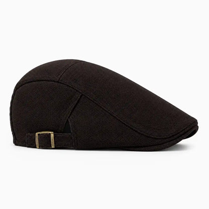 Béret casquette Rodolphe en polyester marron, vue de côté droit