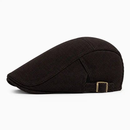 Béret casquette Rodolphe en polyester marron, vue de côté gauche