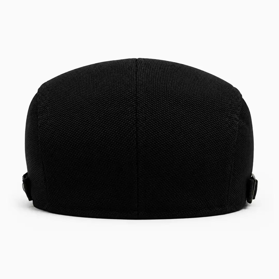 Béret casquette Rodolphe en polyester noir, vue de dos