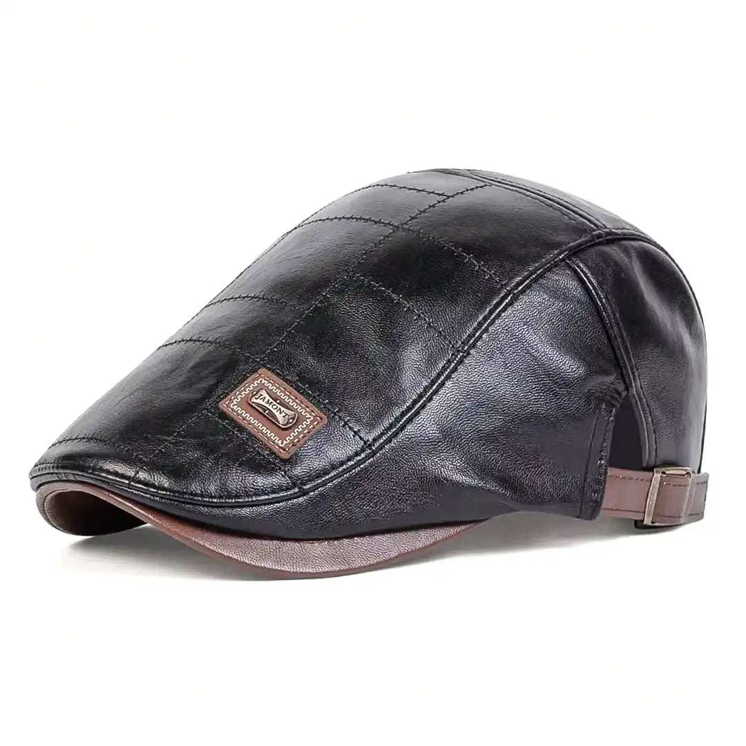 Beret homme casquette en simili cuir ajustable noir Franck - La Maison du Béret