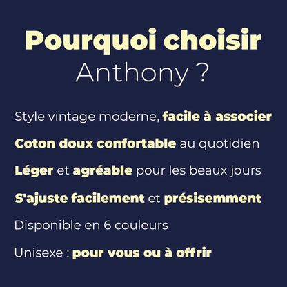 Beret casquette unisexe en 100% coton ajustable | Anthony