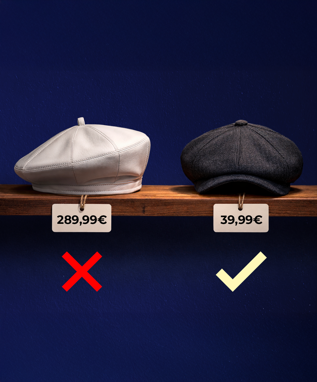 Comparatif béret cuir à 289,99€ vs béret casquette à 39,99€ - La Maison du Béret, le béret accessible