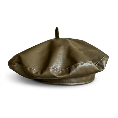 Béret basque femme simili cuir kaki Anna taille unique - La Maison du Béret