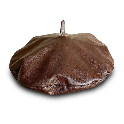 Béret basque femme simili cuir marron Anna taille unique - La Maison du Béret
