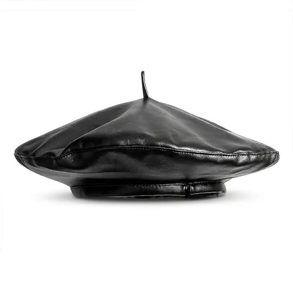 Béret basque femme simili cuir noir Anna taille unique - La Maison du Béret
