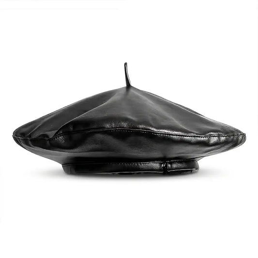 Béret basque femme simili cuir noir Anna taille unique - La Maison du Béret