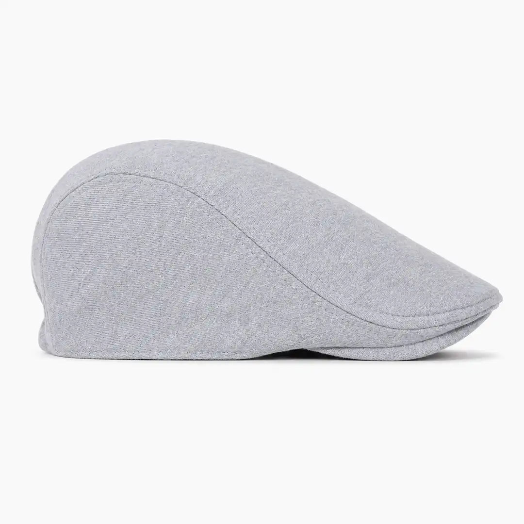 Béret casquette Christophe en coton gris clair, vue de côté