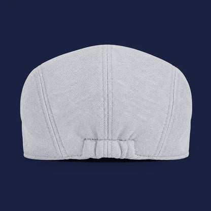 Béret casquette Christophe en coton gris clair, vue de dos