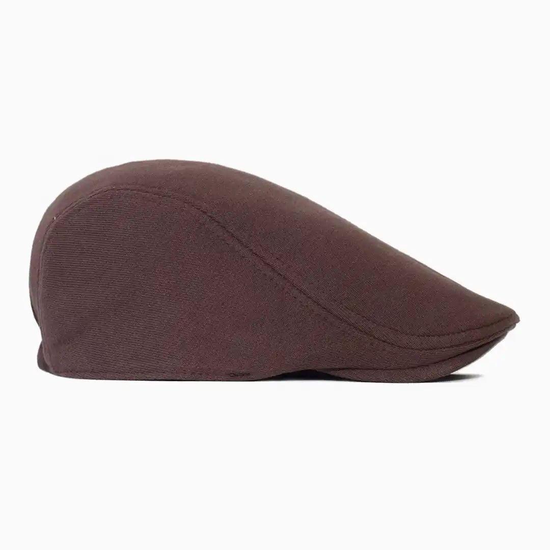 Béret casquette Christophe en coton marron, vue de côté
