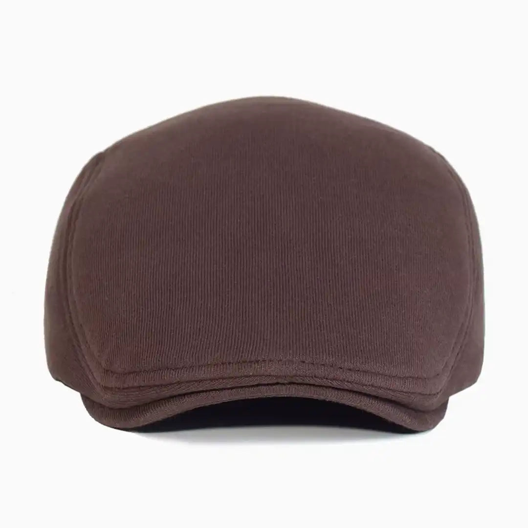 Béret casquette Christophe en coton marron, vue de face