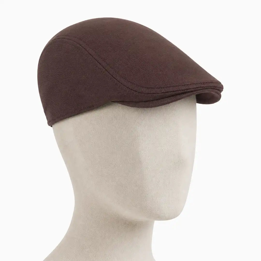 Béret casquette Christophe en coton marron porté