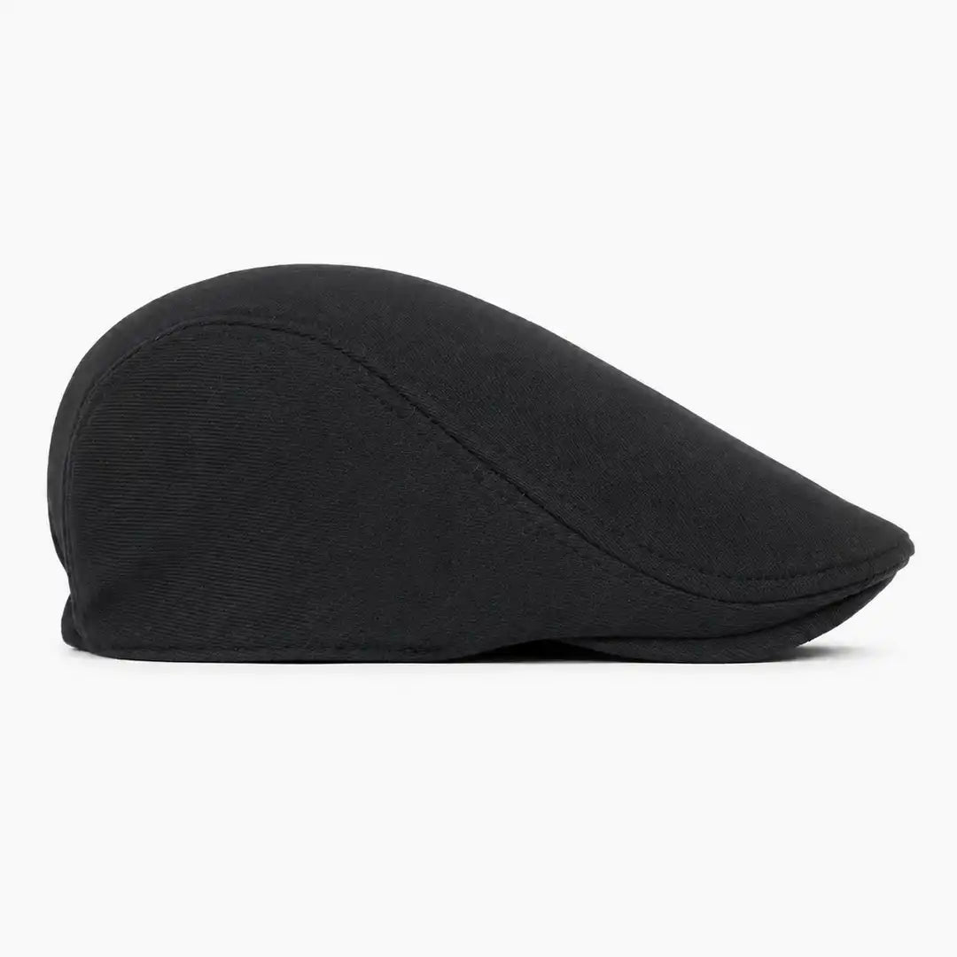 Béret casquette Christophe en coton noir, vue de côté