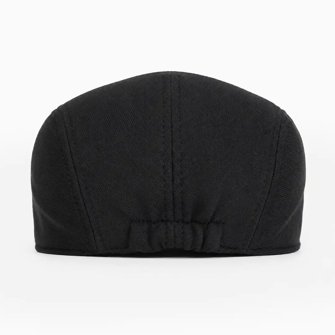 Béret casquette Christophe en coton noir, vue de dos