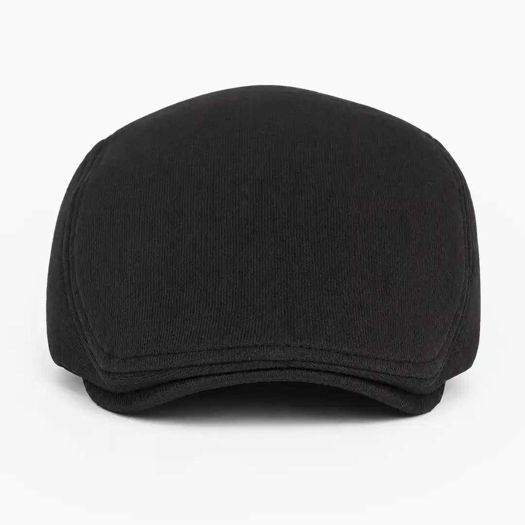 Béret casquette Christophe en coton noir, vue de face