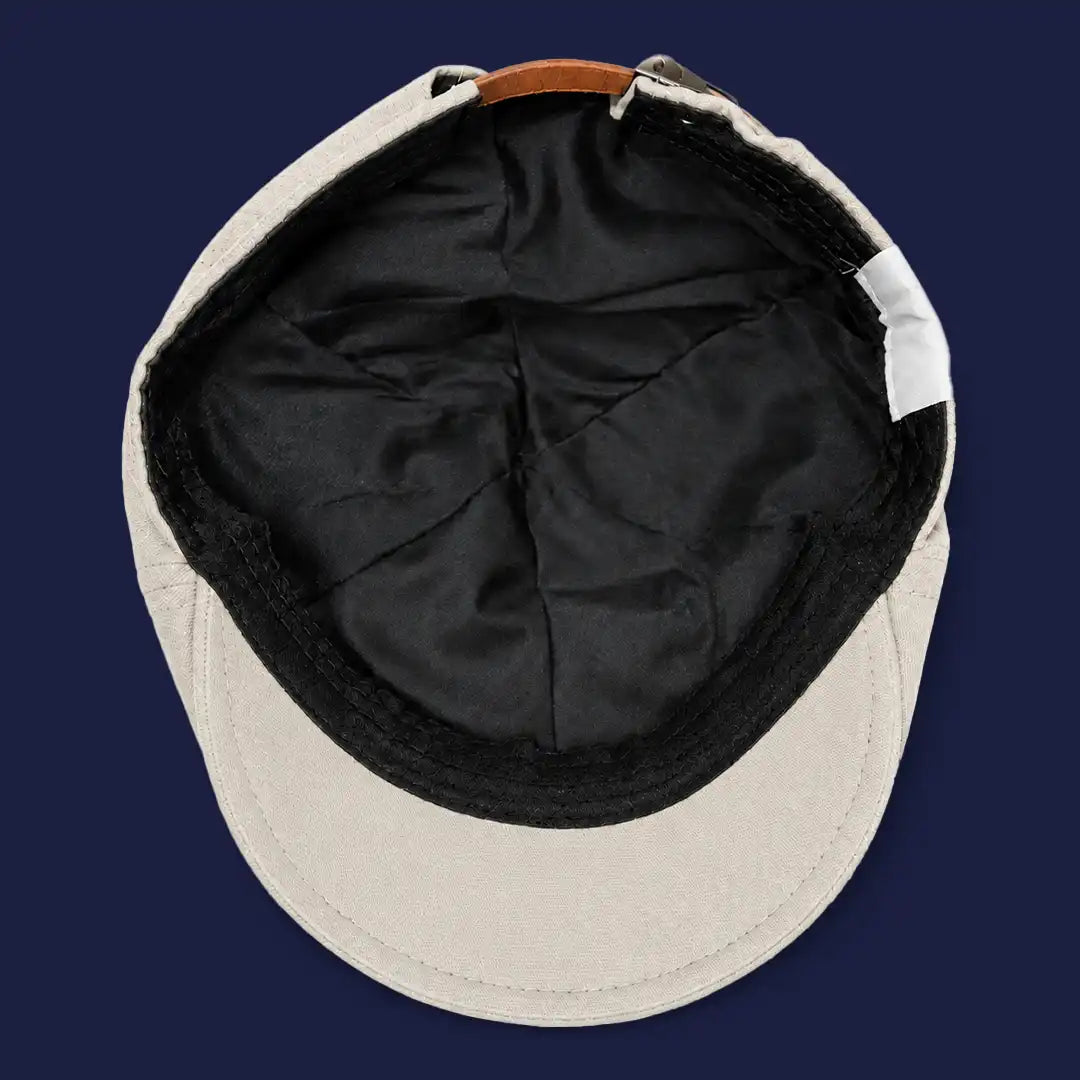 Béret casquette Enzo beige, intérieur et doublure coton