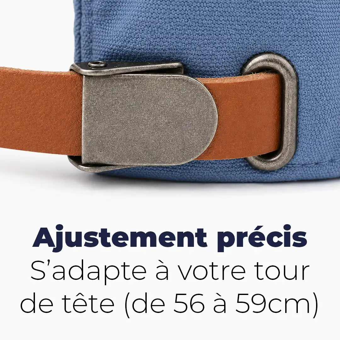 Béret casquette Enzo bleu jean, bande d'ajustement réglable