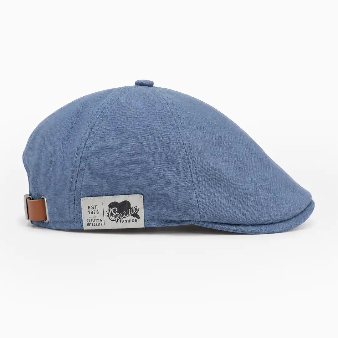 Béret casquette Enzo en coton bleu jean, vue de côté